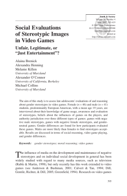 Social Evaluations of Stereotypic Images in Video Games