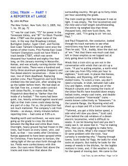 coal train -- part 1 a reporter at large