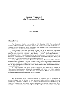 Ragnar Frisch and the Econometric Society