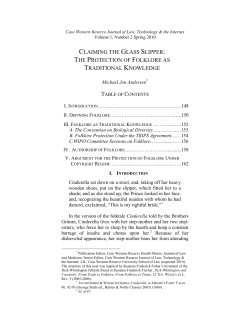 Claiming the Glass Slipper: The Protection of Folklore as Traditional