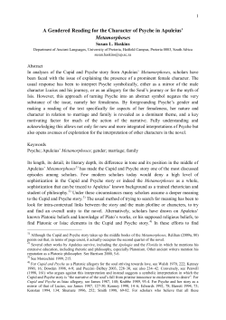 A Gendered Reading for the Character of Psyche in Apuleius