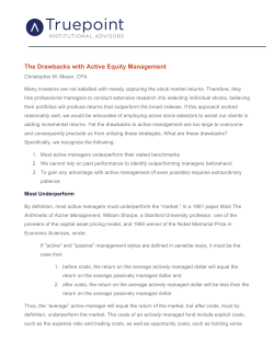 The Drawbacks with Active Equity Management