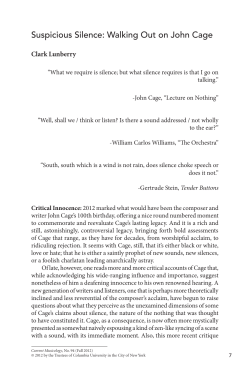 Suspicious Silence: Walking Out on John Cage