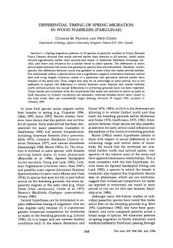 differential timing of spring migration in wood warblers