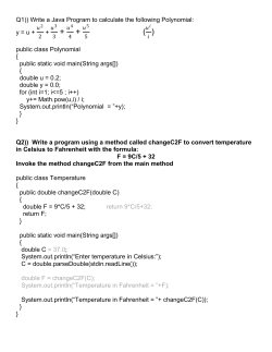 Q1)) Write a Java Program to calculate the following Polynomial: y