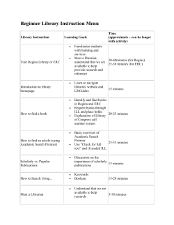 Beginner Library Instruction Menu