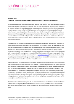 Mineral oils: Cosmetic industry cannot understand concerns of