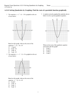 A.G.8: Solving Quadratics by Graphing: Find the roots of a parabolic