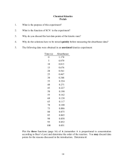 14 Chemical Kinetics Prelab 1. What is the purpose of this