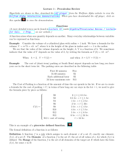 Lecture 1 : Precalculus Review Hyperlinks are shown in blue