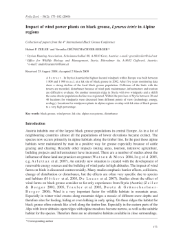 Impact of wind power plants on black grouse, Lyrurus tetrix in Alpine