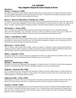 U.S. HISTORY Key Litigation (Supreme Court Cases