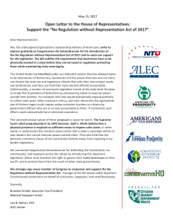 Open Letter to the House of Representatives: Support the &ldquo;No