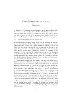 Concealed questions under cover - Maria Aloni