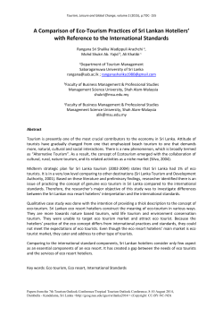 A Comparison of Eco-Tourism Practices of Sri Lankan Hoteliers` with
