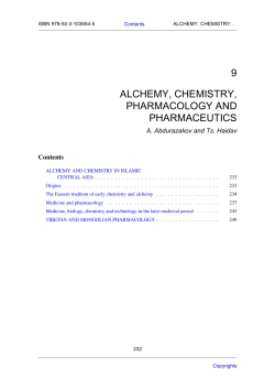 9 alchemy, chemistry, pharmacology
