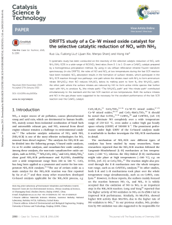 DRIFTS study of a Ce&ndash;W mixed oxide catalyst for the selective
