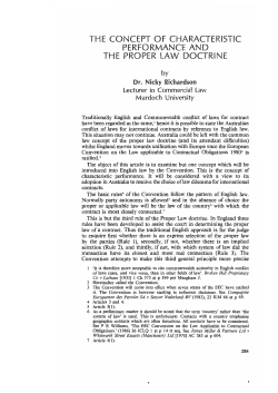 The Concept of Characteristic Performance and the Proper Law