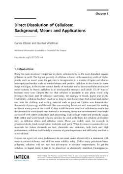Direct Dissolution of Cellulose: Background, Means