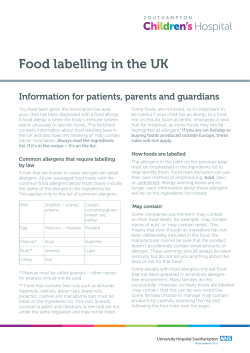 Food labelling - patient information