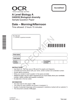 OCR A Level Biology A (H420/02): Biological diversity