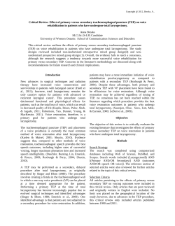 Effect of primary versus secondary