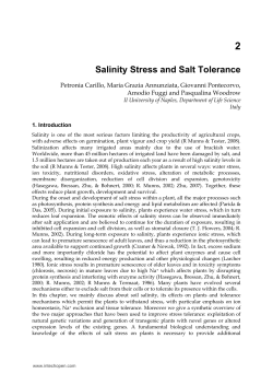 Salinity Stress and Salt Tolerance