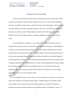 Speaking Out About Equal Rights In early American literature