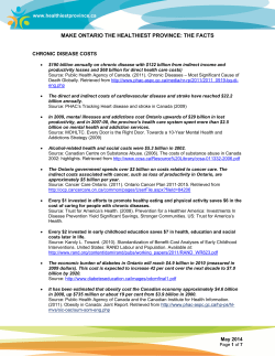 make ontario the healthiest province: the facts