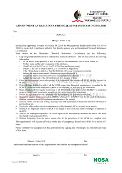hazardous chemical substance co-ordinator
