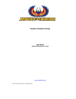 Kustom Finishes Pricing List Price