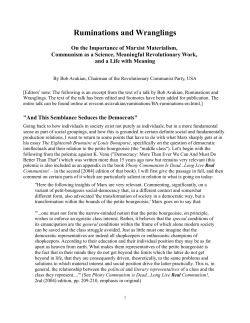 Ruminations and Wranglings - demarcations