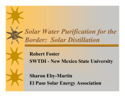 Solar Water Purification for the Border: Solar Distillation