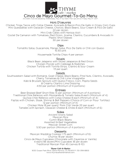 Cinco de Mayo Gourmet-To-Go Menu