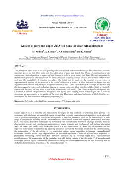 Growth of pure and doped ZnO thin films for solar cell