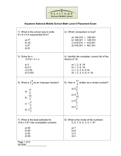 6th Grade Math Exam - The Keystone School