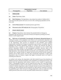 DEPENDENCY RATIO Demographics Population Core indicator 1