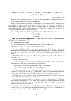The Sugar Undertakings (Taking Over of Management) Act, 1978