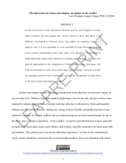 The interaction of science and religion: an update on the conflict