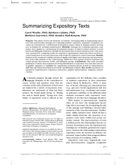 Summarizing Expository Texts - CEConnection for Allied Health