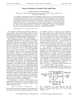 Pattern Formation in Unstable Thin Liquid Films