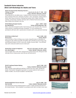Sandwich Home Industries 2016 Craft Workshops for Adults and