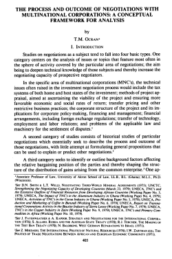 Process and Outcome of Negotiations with Multinational Corporations