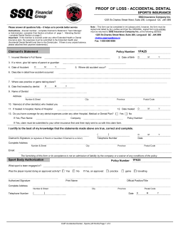 Proof of Loss &ndash; Accidental Dental (Sports Insurance)