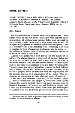 Know Thyself: Man the Measure - Implumes aves volitant. A Review