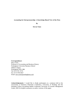 Accounting for Entrepreneurship: A Knowledge