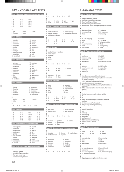 Grammar tests Key &bull; Vocabulary tests