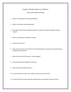 Chapter 18 Study Guide- Era of Reform Due on the day of the test
