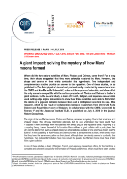 A giant impact: solving the mystery of how Mars` moons