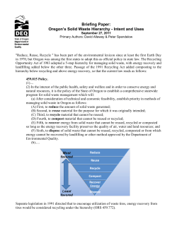 Oregon`s Solid Waste Hierarchy